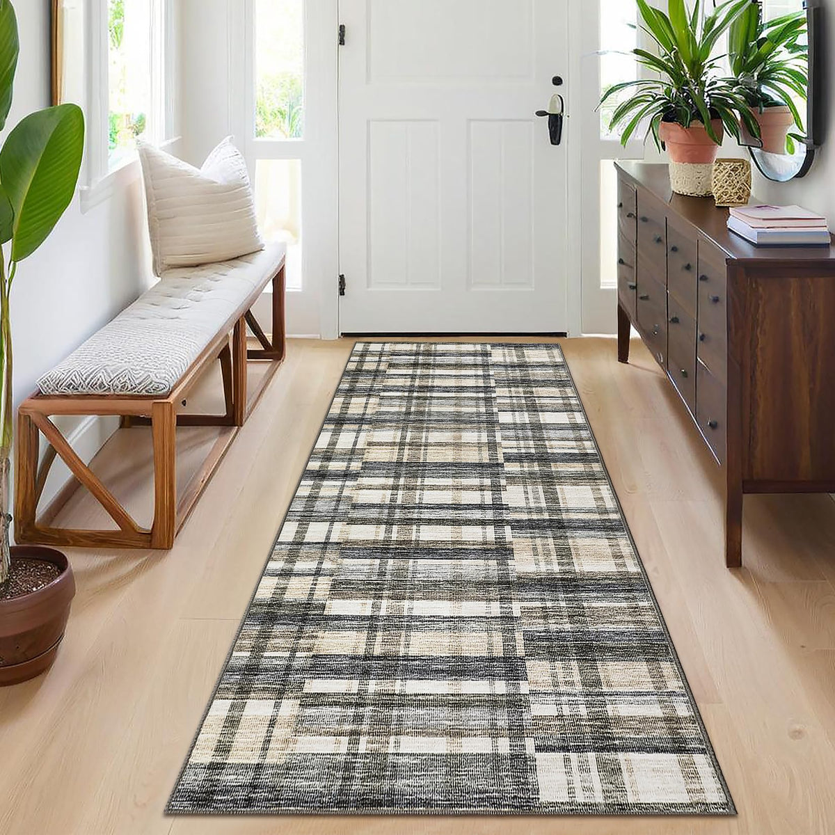 Large Living Room Rugs 8x10 Area Rugs Machine Washable Modern Geometric Neutral Rug Non Slip Low Pile Farmhouse Stain Resistant Carpet for Bedroom Nursery Classroom Dorm 8'x10' Multi