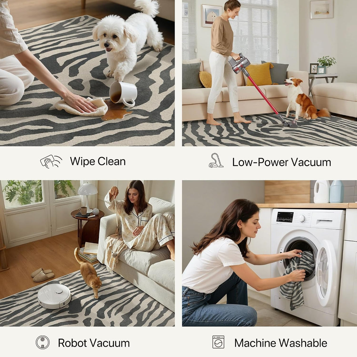 Bavni Zebra Print Rugs 5x7 Washable Area Carpet for Bedroom Living Room