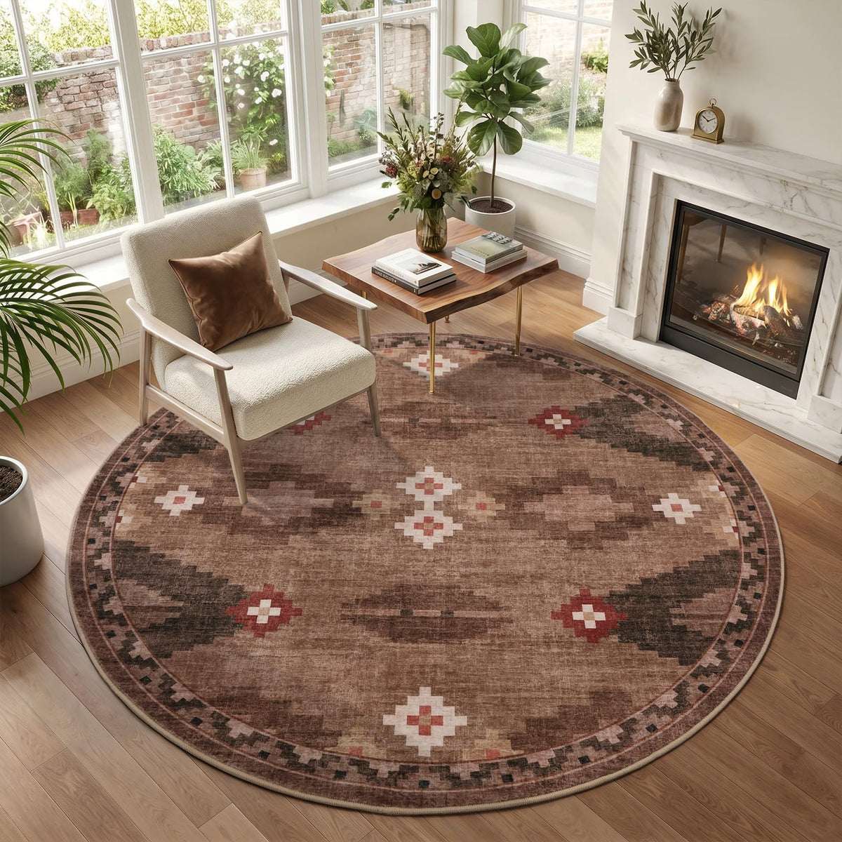 GarveeHome Modern Geometric Bedroom Washable 4x6 Small Living Room Rugs