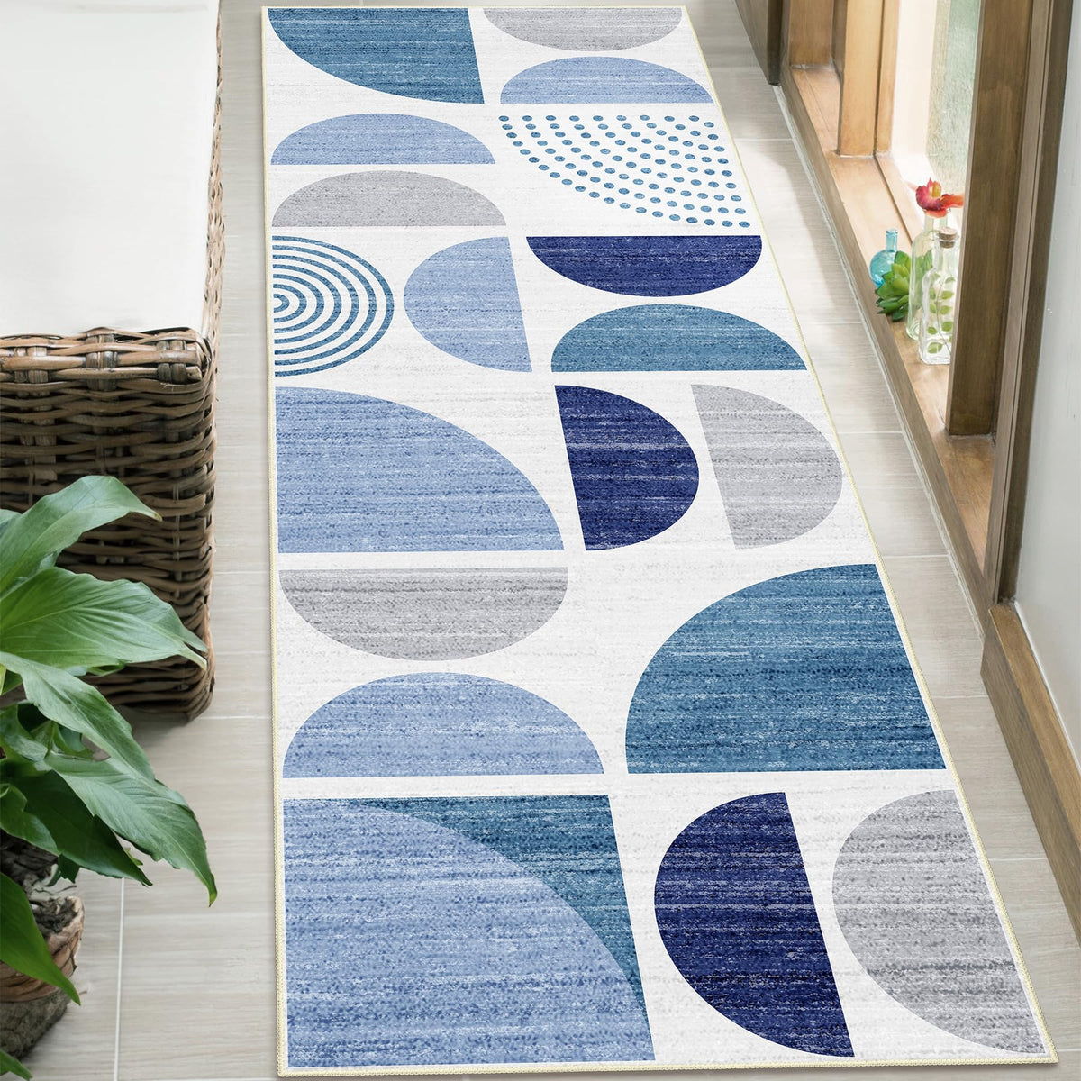 MUJOO 5x7 Area Rugs Washable,Boho Rugs Non Slip Modern Abstract Large