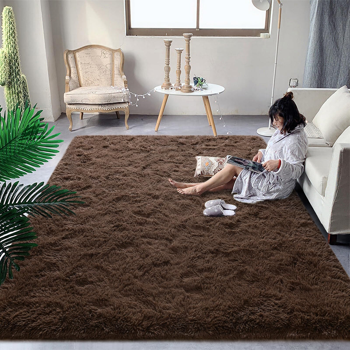DweIke Fluffy Black White Rugs for Bedroom Living Room, 4x6 Feet Soft Plush Shaggy Cow Hide Print Girls Boys Kids Rug, Non-Slip and Machine Washable Carpet for Dorm Nursery Classroom Decor