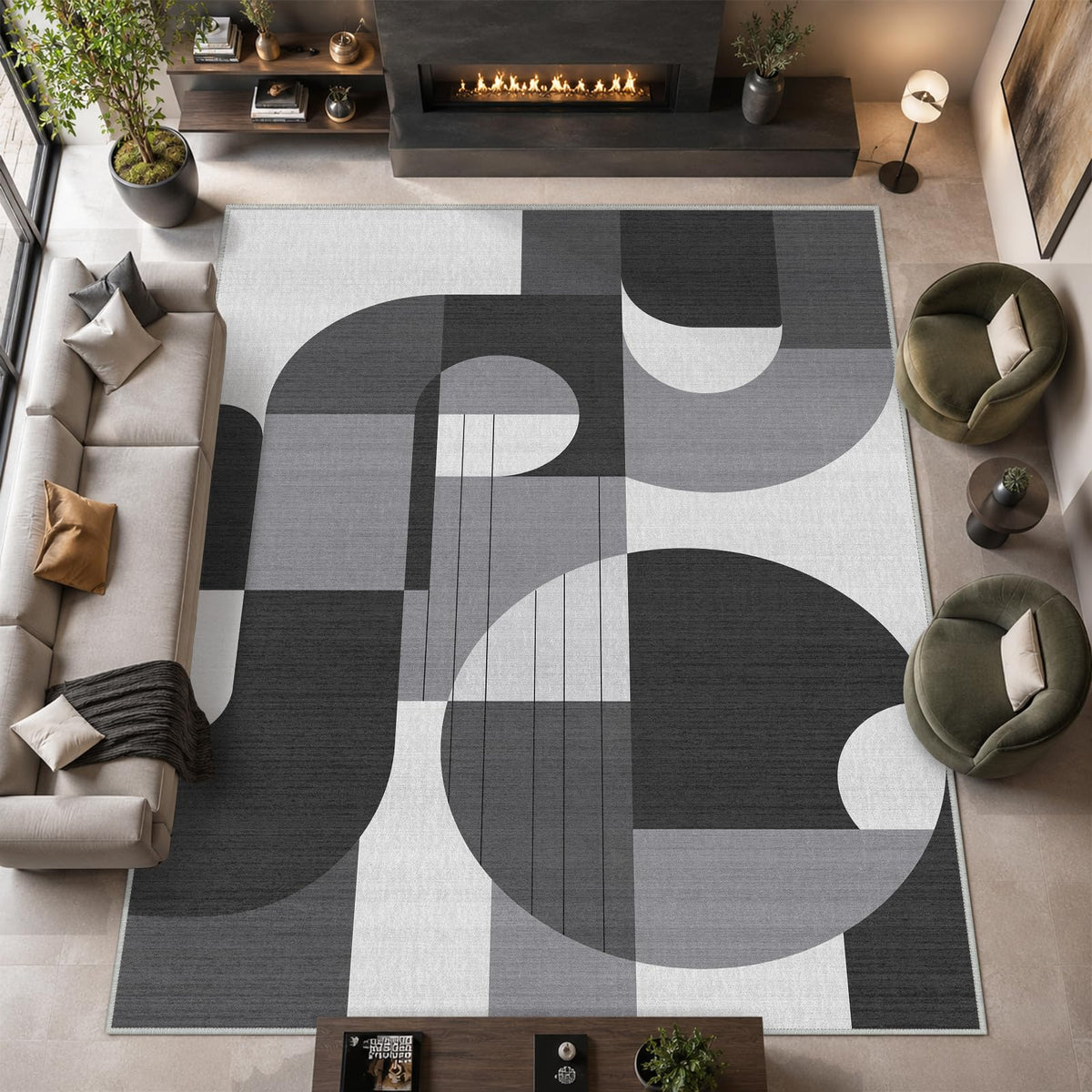 5x7 Area Rug Colorful Boho Geometric Carpet Modern Abstract Large Rug for Living Room Bedroom Machine Washable Non-Slip Rug for Dining Room Kids Playroom Office