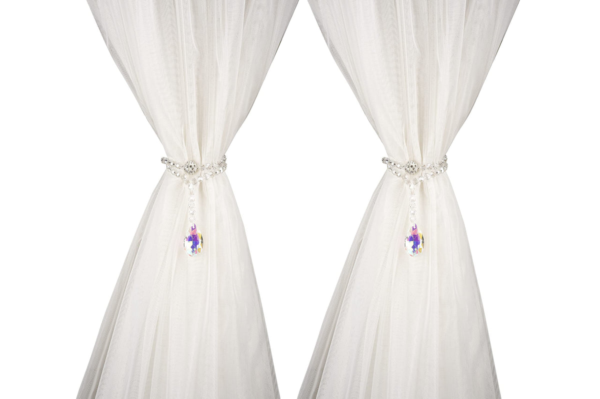 SUQ I OME Luxury Crystal Beaded Magnetic Curtain Tieback, Crystal