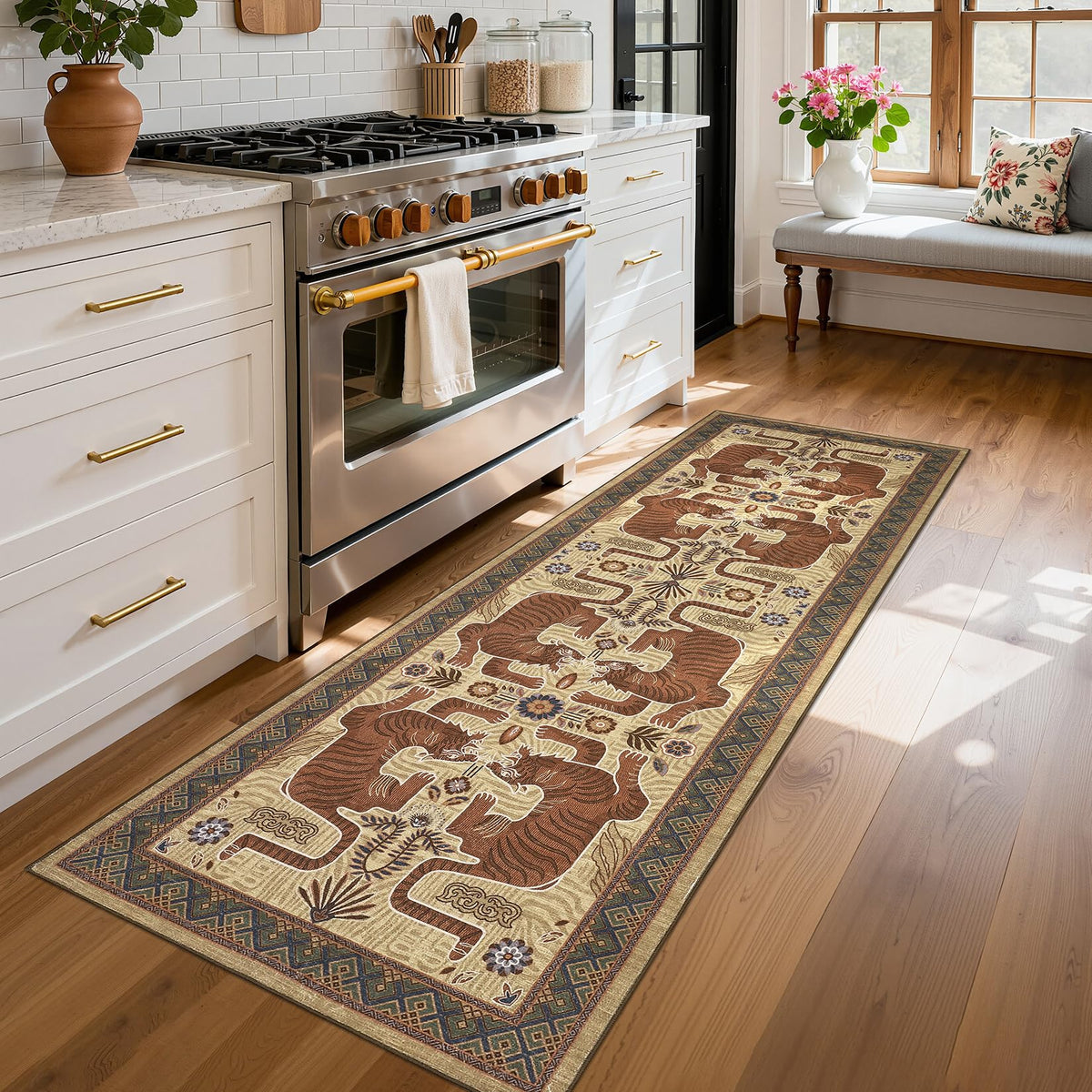 GarveeHome Tiger 8x10 Area Rugs Boho Washable Vintage Non Slip Living Room