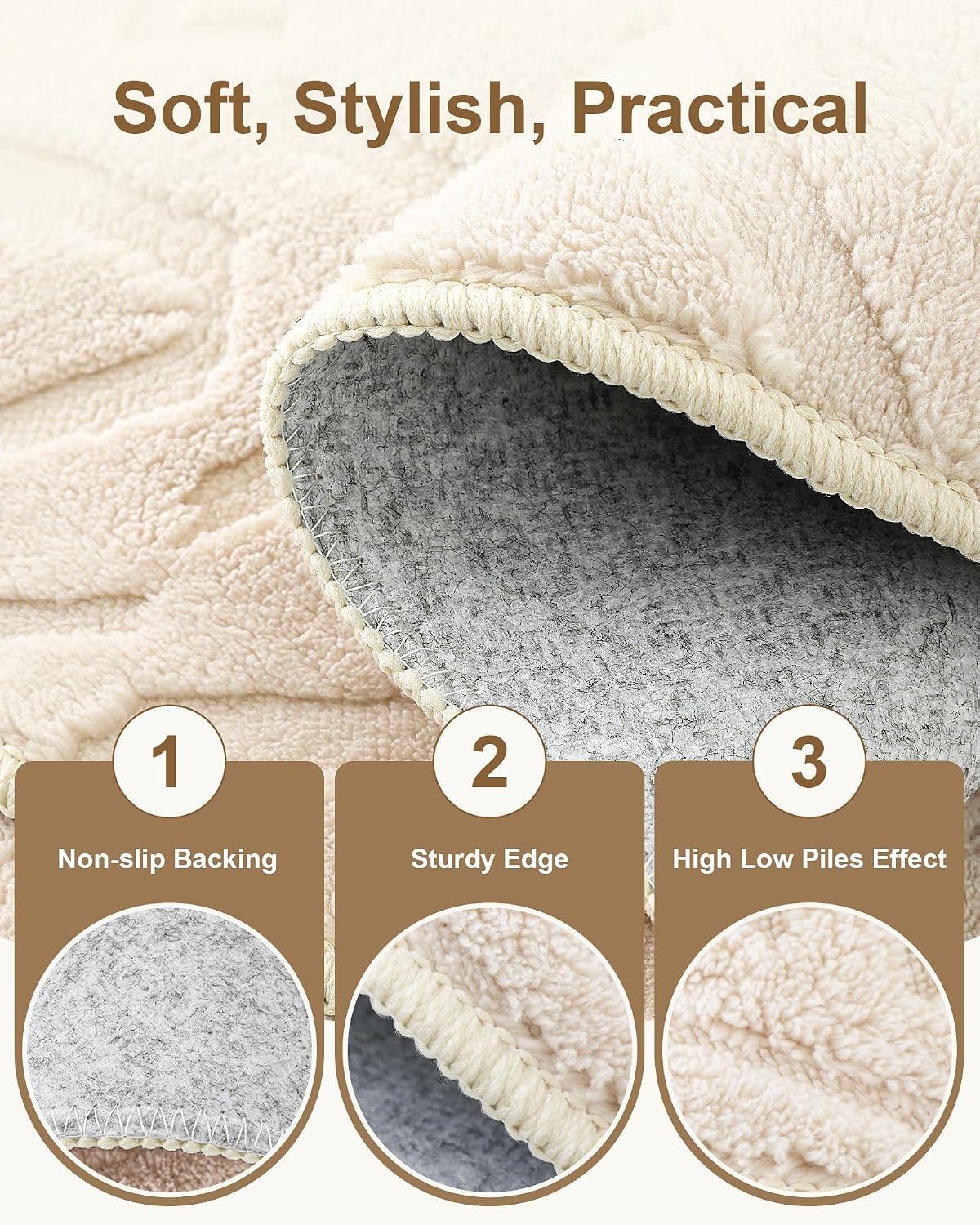Carvapet 5x7 Area Rug Beige Modern Geometric Maze Washable Carpet