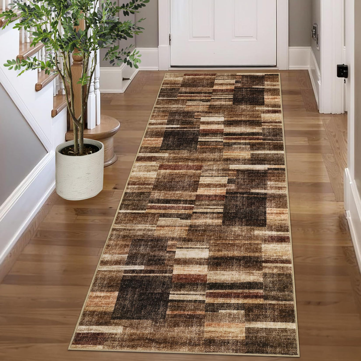 Large Living Room Rugs 8x10 Area Rugs Machine Washable Modern Geometric Neutral Rug Non Slip Low Pile Farmhouse Stain Resistant Carpet for Bedroom Nursery Classroom Dorm 8'x10' Multi