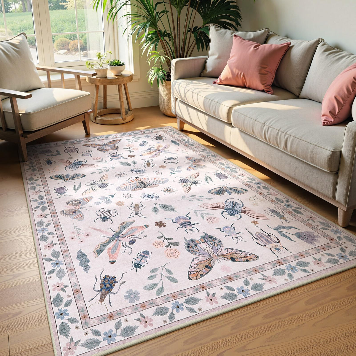 Lahome Insect 5x7 Area Rugs, Soft Bug Washable Rugs for Bedroom Living Room