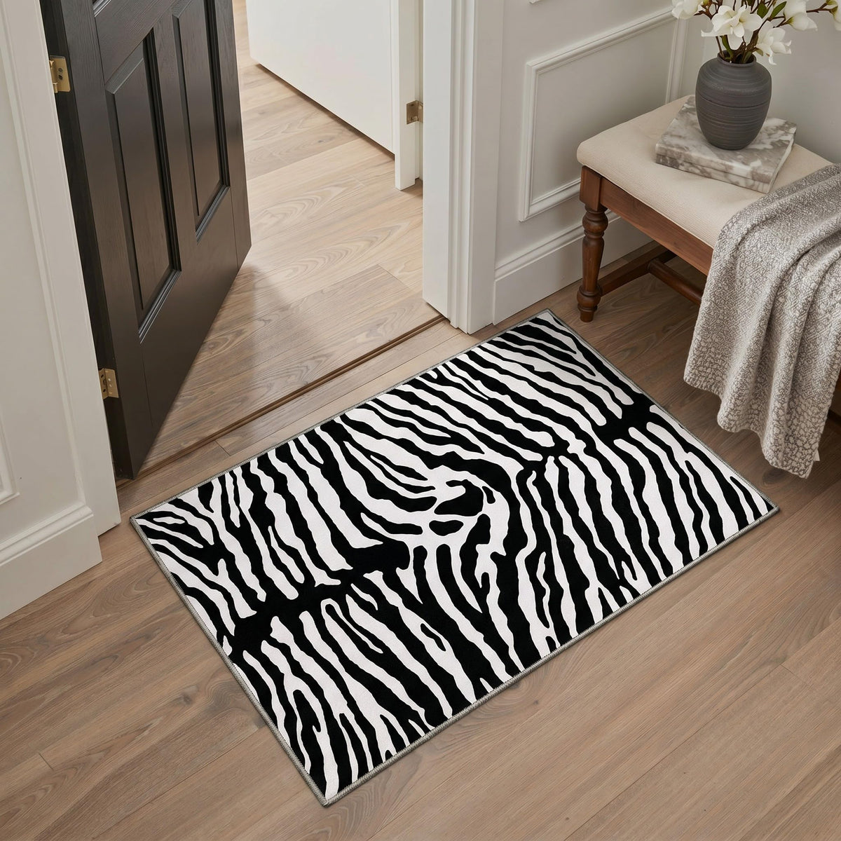 Bavni Zebra Print Rugs 5x7 Washable Area Carpet for Bedroom Living Room