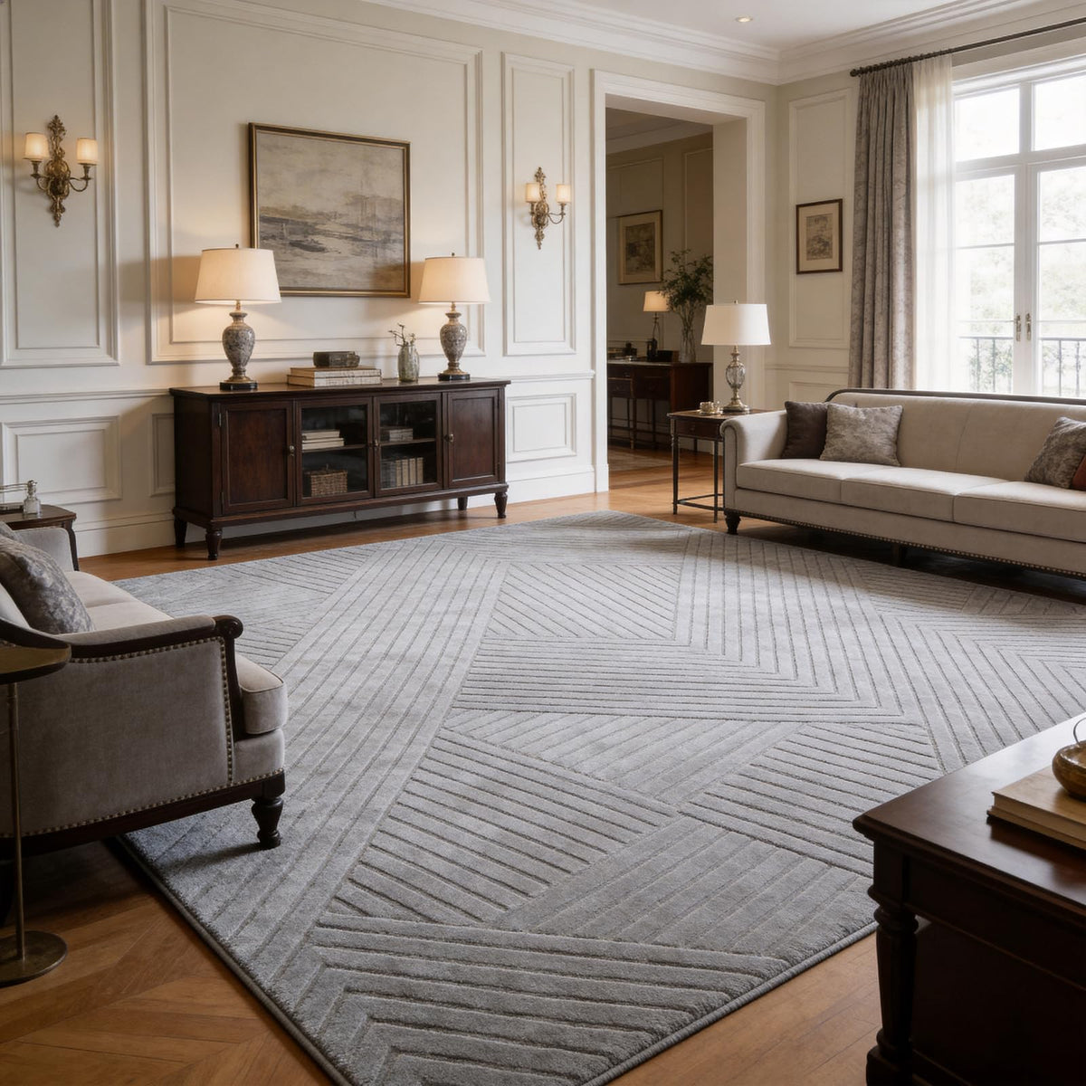 Beige Geometric 5x7 Solid Area Rug, Washable for Living Room Bedroom