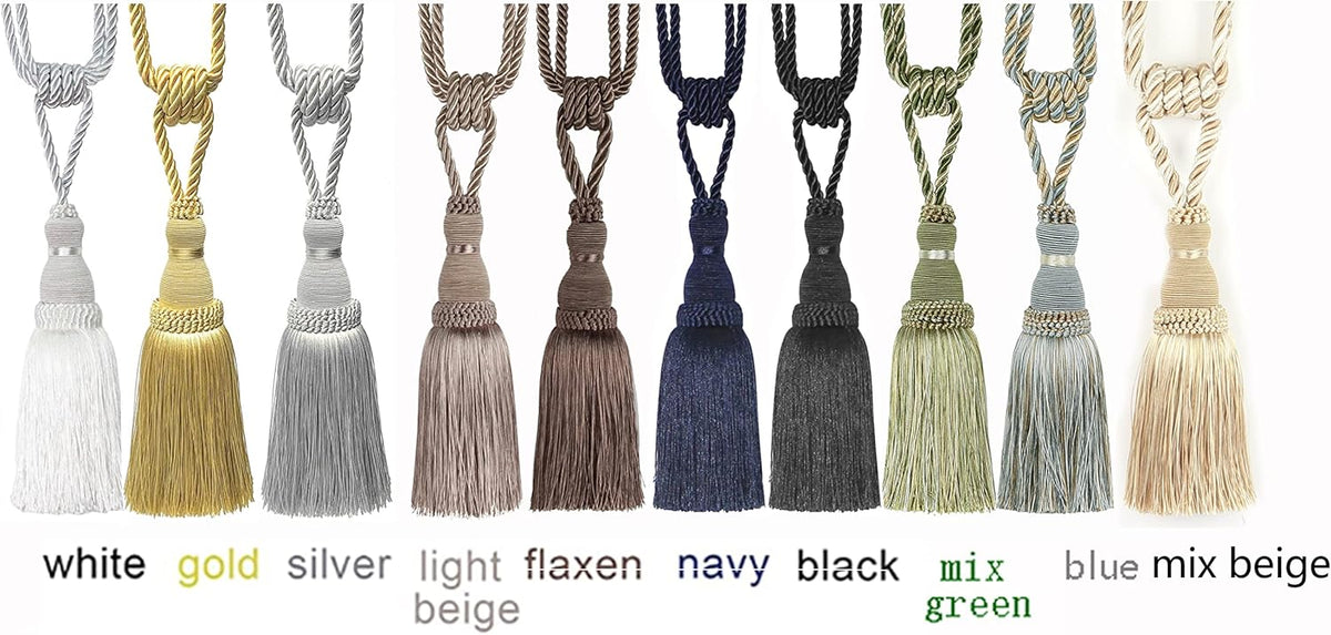 BEL AVENIR 2 Pack Curtain Tiebacks Tassel Drapery Tie-Backs Rope Holdbacks