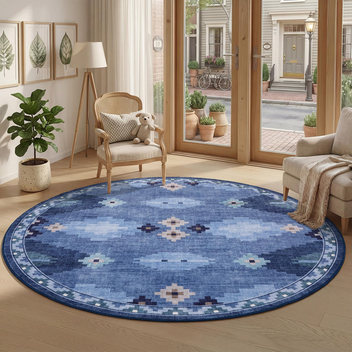 GarveeHome Modern Geometric Bedroom Washable 4x6 Small Living Room Rugs