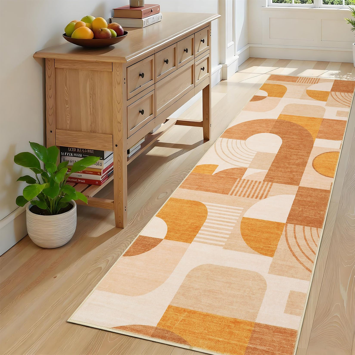 3x5 Washable Rug for Bedroom, Boho Geometric Small Area Rugs for Living Room Entryway Soft Low Pile Non-Slip Indoor Rug for Playroom Dorm, Blue Multi, 3'x5'