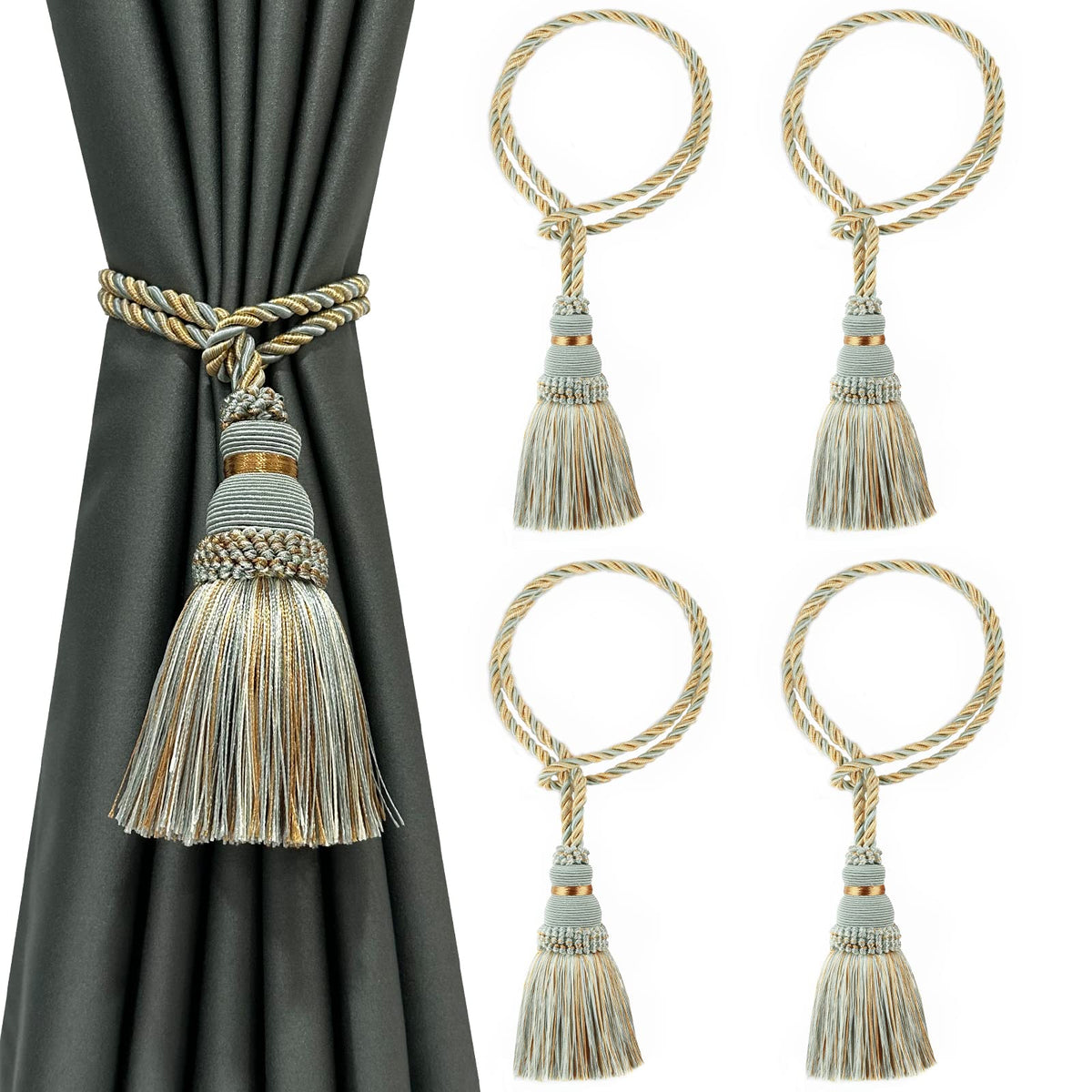 2 Pack Curtain Tie Backs Rope Tassels for Curtain Holdback