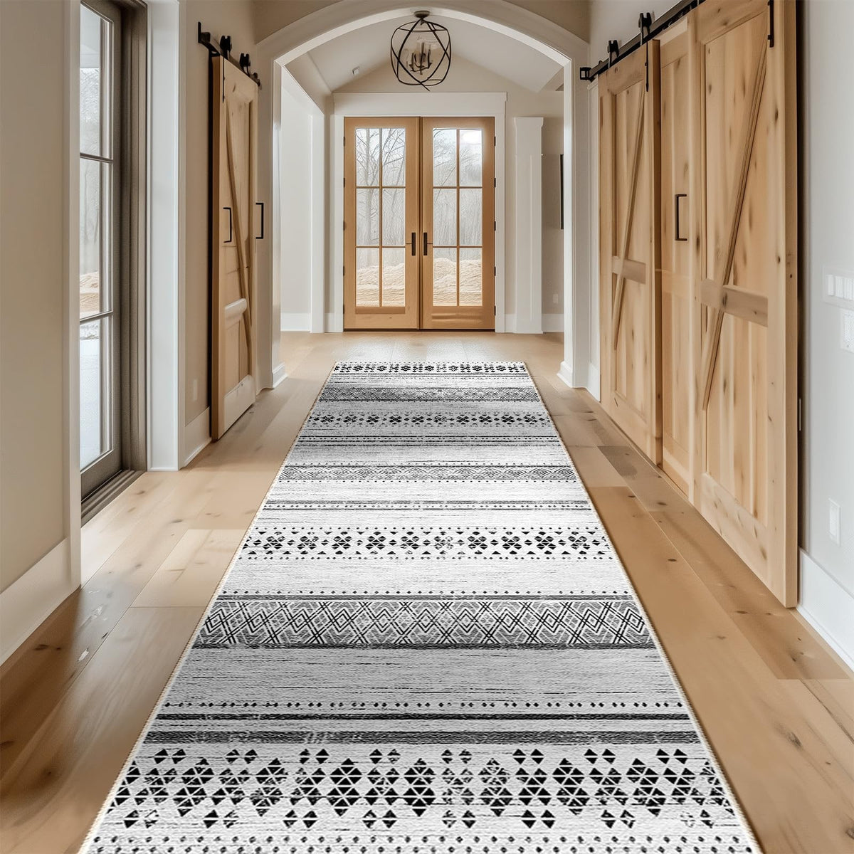 8x10 Washable Area Rugs for Living Room Boho Bedroom Rug Black/Brown