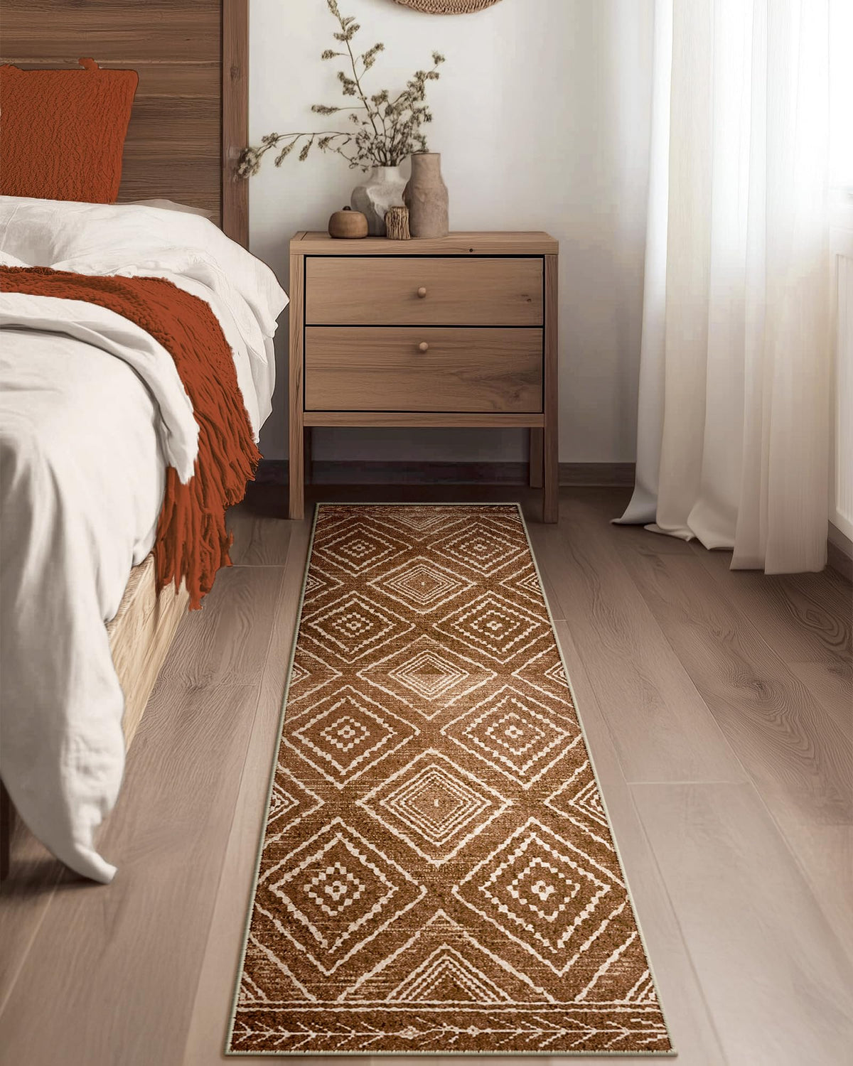 BESTSWEETIE 8'x10' Washable Area Rug for Living Room Bedroom Yellowbrown