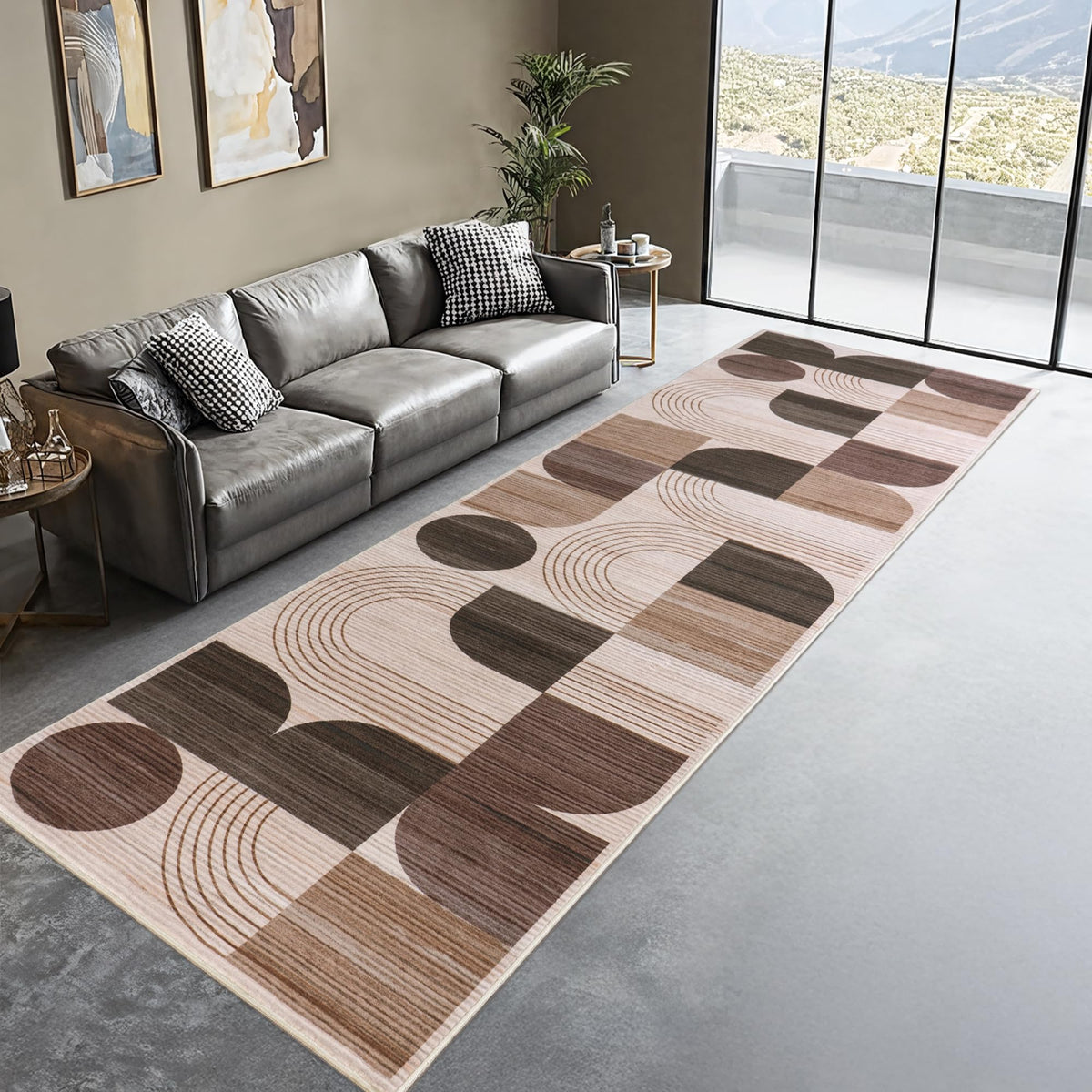 Soft Modern Geometric Abstract Large Machine Washable 5x7 Area Rug