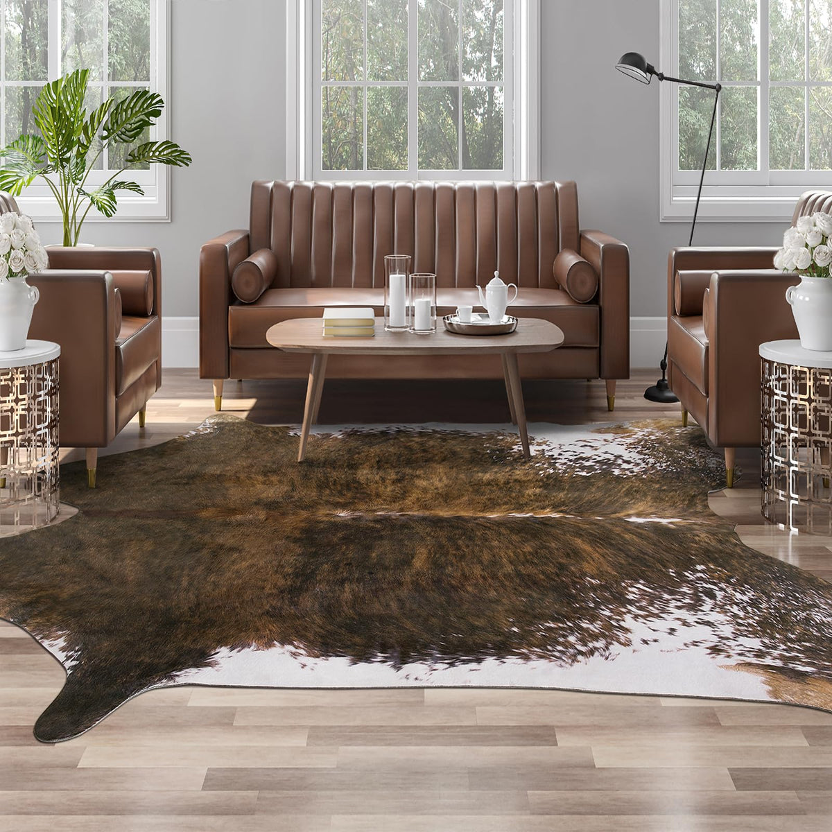 AROGAN Premium Leopard Print Rug, Faux Cheetah Rugs, Non-Slip 4.6 x 5.2 Ft