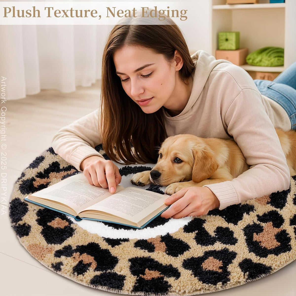 Dripykiaa Cheetah 8 Ball Round Area Rug 24 Inch Leopard Decor