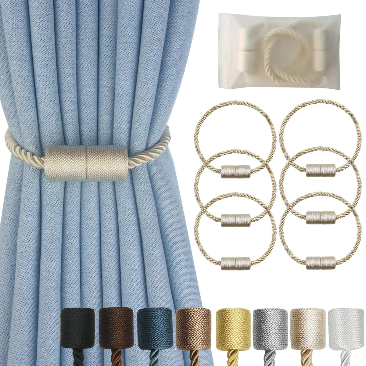 Magnetic Curtain Tiebacks Decorative Holdbacks Rope Tie Back Drapes Hangtty
