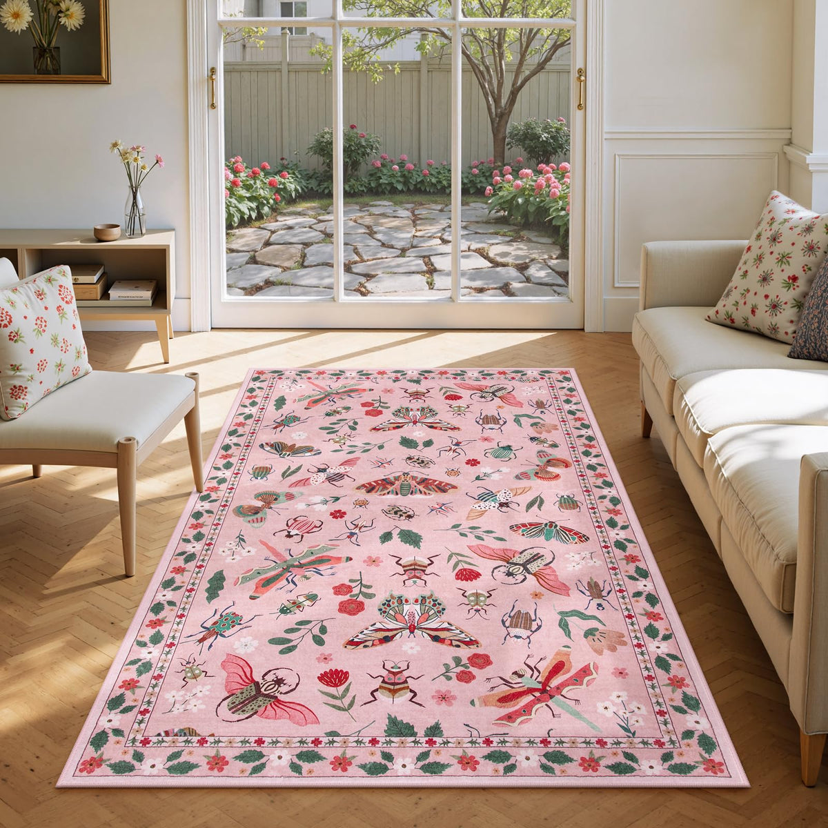Lahome Insect 5x7 Area Rugs, Soft Bug Washable Rugs for Bedroom Living Room