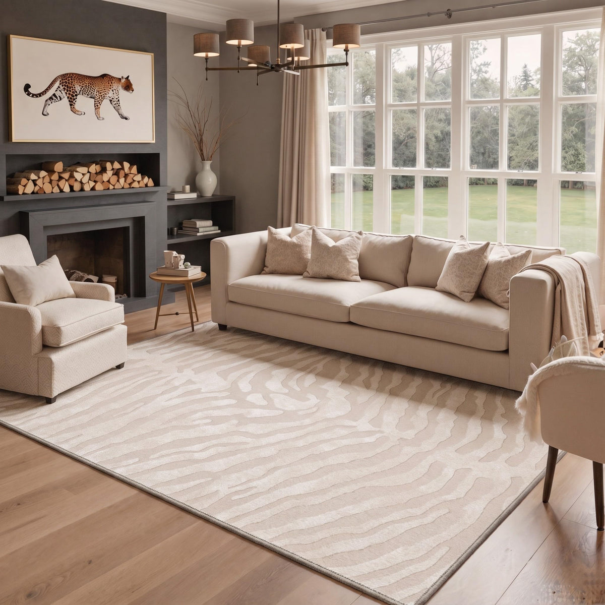 Bavni Zebra Print Rugs 5x7 Washable Area Carpet for Bedroom Living Room
