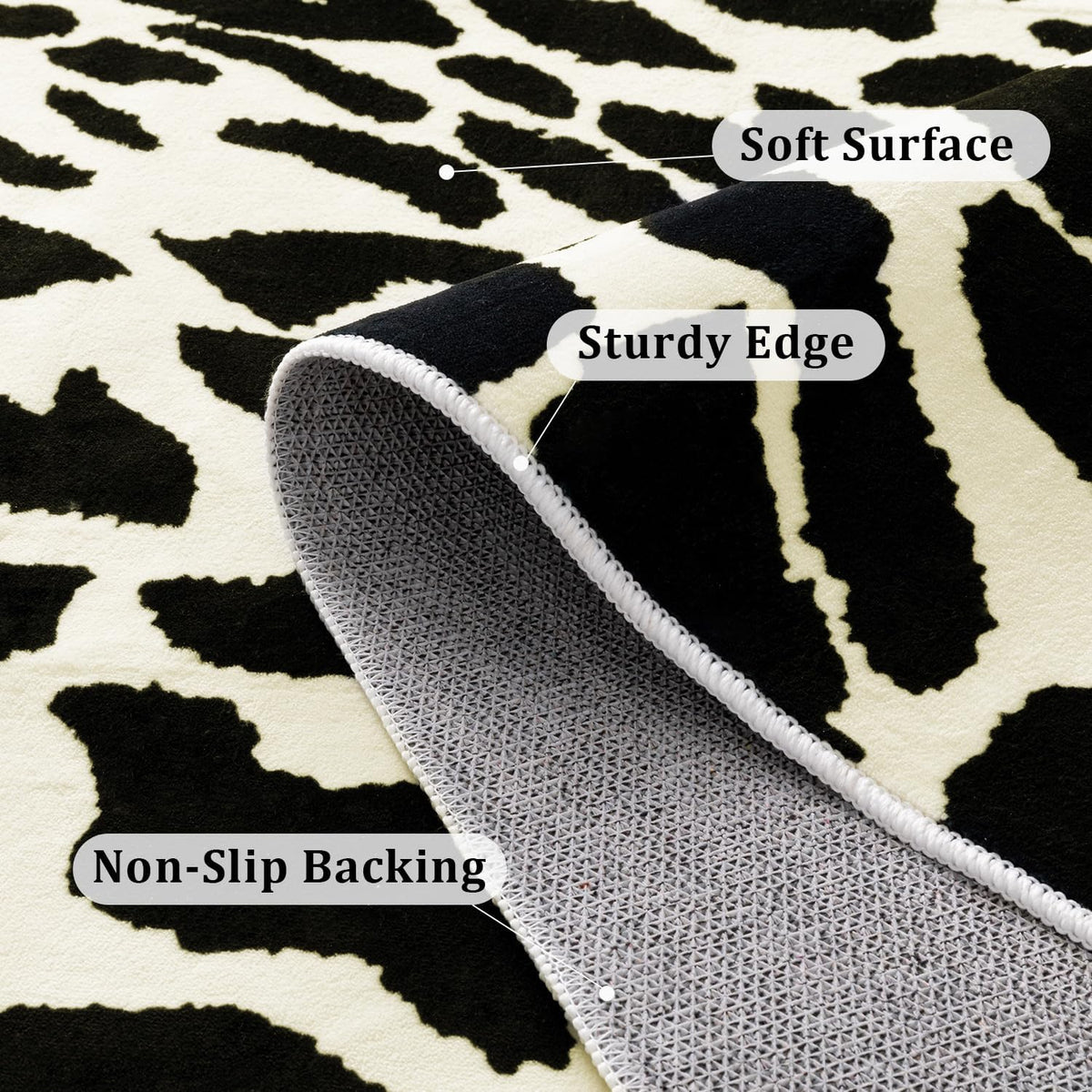YIHOUSE Leopard Rug for Living Room, 5x7 Black and White Cute Cheetah Print Rug Modern Washable Ultra-Thin Animal Printed Rugs for Bedroom, Girls Boys Dorm Room Nursery Room, Playroom