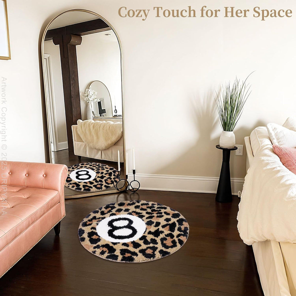 Dripykiaa Cheetah 8 Ball Round Area Rug 24 Inch Leopard Decor