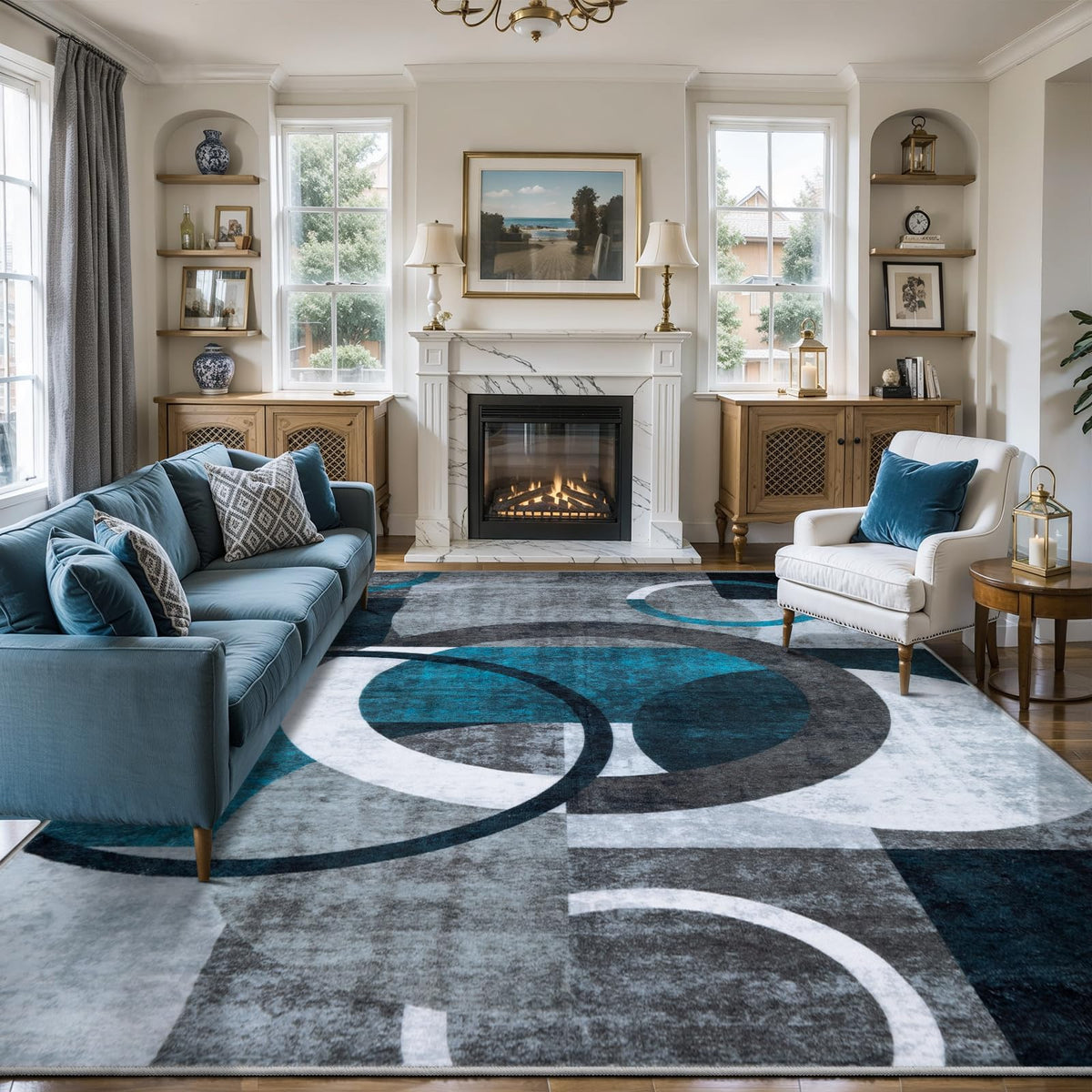 Ciicool 6x9 Area Rug Living Room Rug, Soft Geometric Washable Carpet Brown