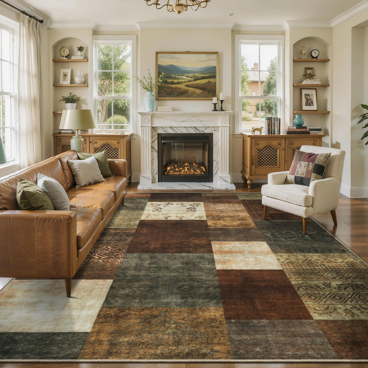 Ciicool 6x9 Area Rug Living Room Rug, Soft Geometric Washable Carpet Brown