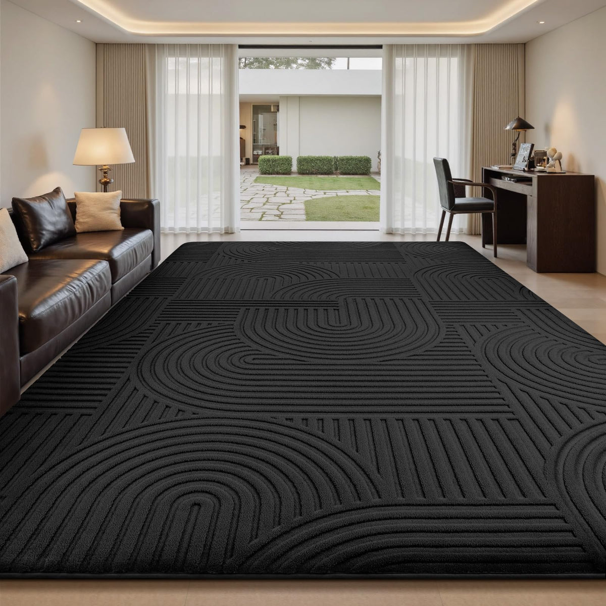 Sour Lemon Area Rugs 9x12 Living Room Bedroom, Grey Rug Large Carpet