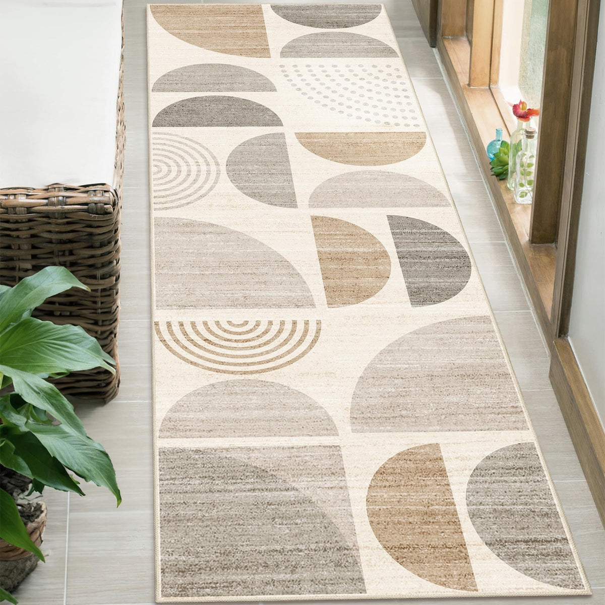 MUJOO 5x7 Area Rugs Washable,Boho Rugs Non Slip Modern Abstract Large