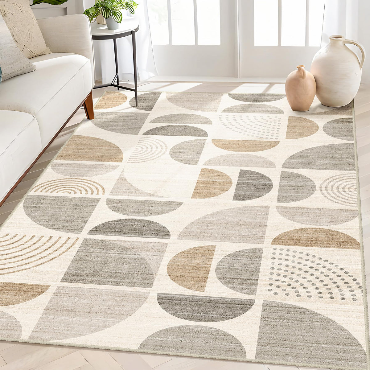 MUJOO 5x7 Area Rugs Washable,Boho Rugs Non Slip Modern Abstract Large