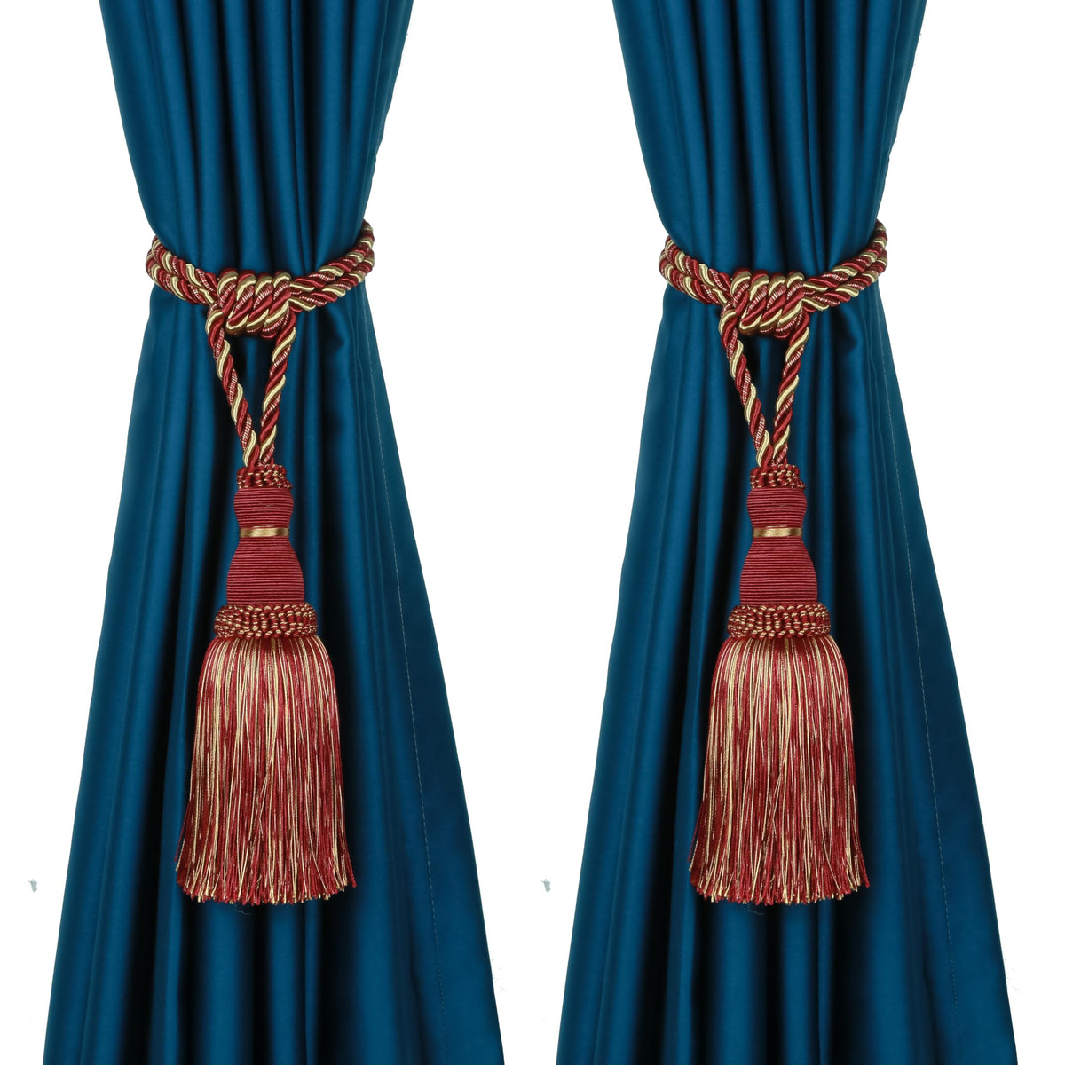 BEL AVENIR 2 Pack Curtain Tiebacks Tassel Drapery Tie-Backs Rope Holdbacks