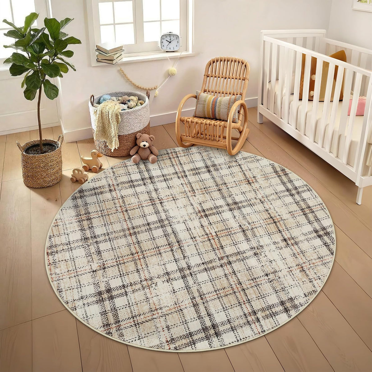 Large Living Room Rugs 8x10 Area Rugs Machine Washable Modern Geometric Neutral Rug Non Slip Low Pile Farmhouse Stain Resistant Carpet for Bedroom Nursery Classroom Dorm 8'x10' Multi