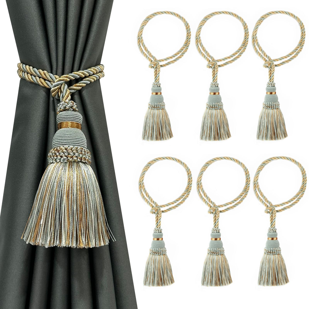 2 Pack Curtain Tie Backs Rope Tassels for Curtain Holdback