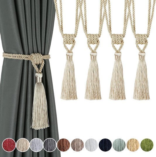 4 Pack Curtain Tiebacks Handmade Tassel Rope Curtain Holdbacks