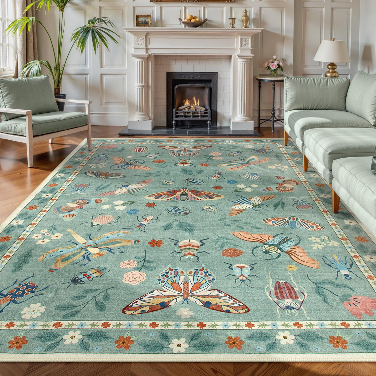 Lahome Insect 5x7 Area Rugs, Soft Bug Washable Rugs for Bedroom Living Room