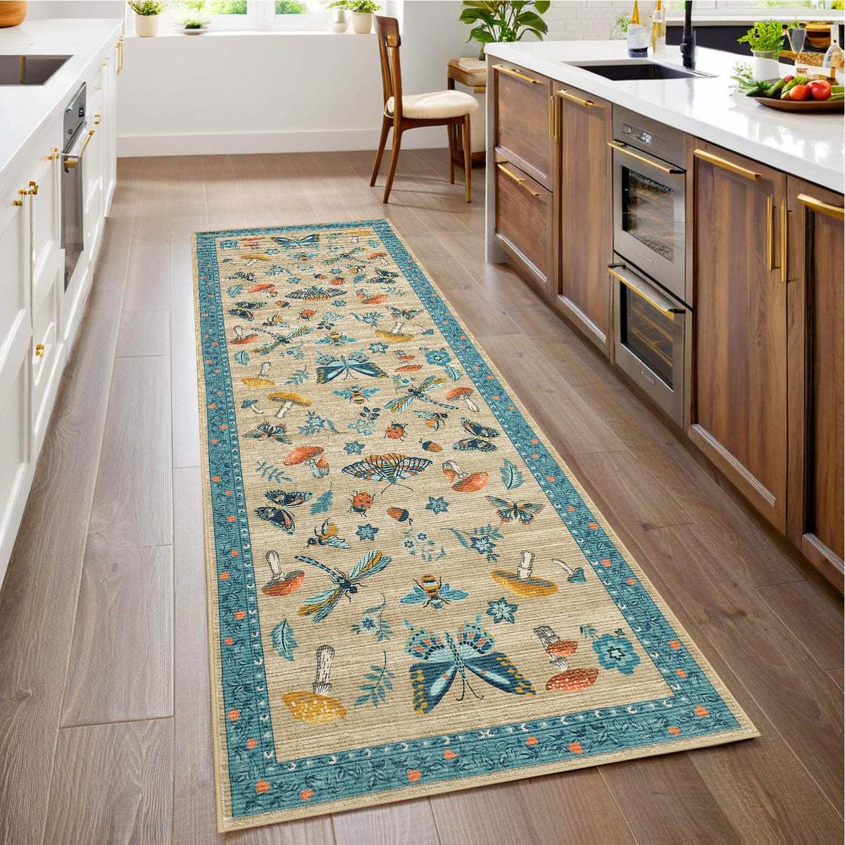 ROYHOME Mushroom Insect Washable Rug 5x7 for Bedroom Living Room Brown