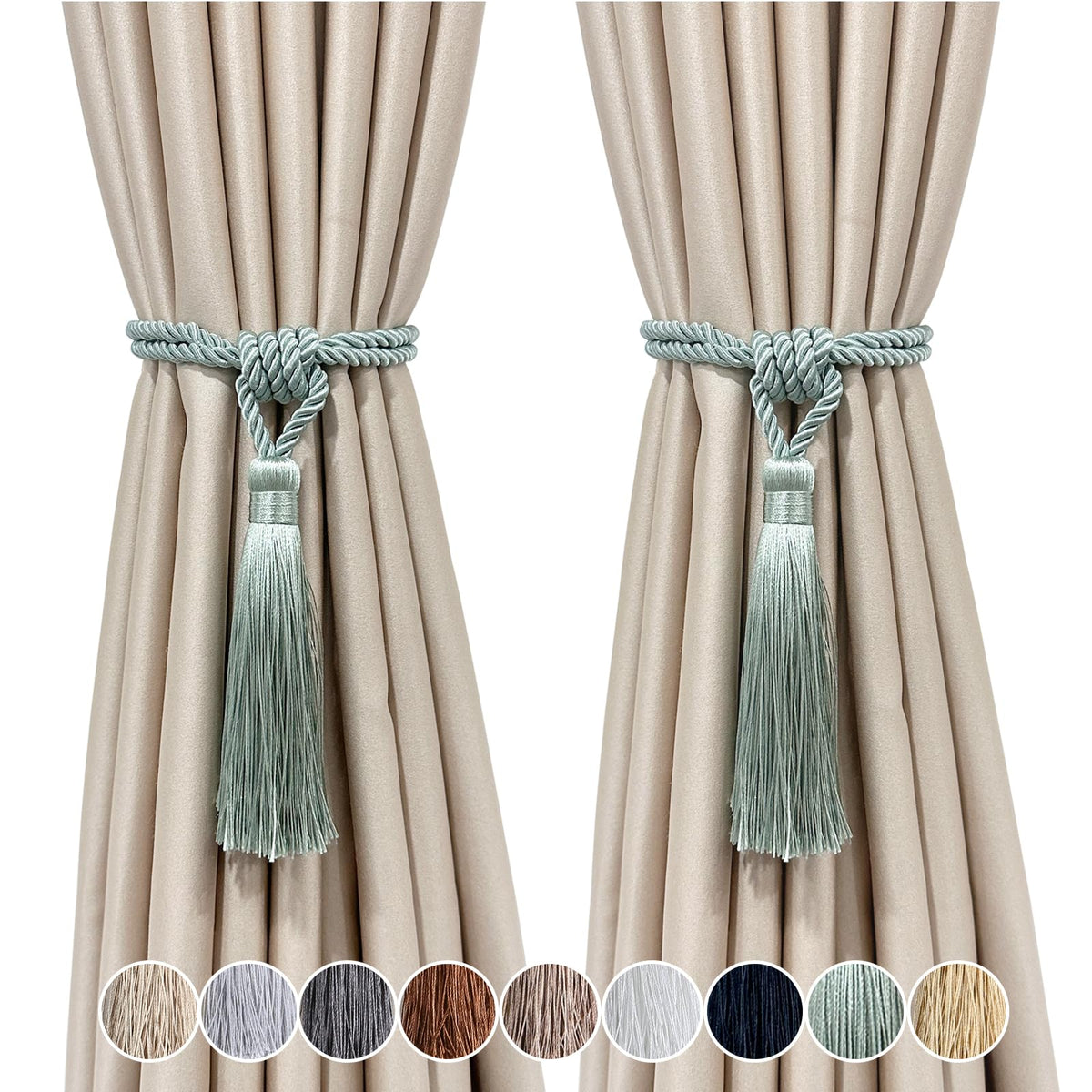 4 Pack Curtain Tiebacks Handmade Tassel Rope Curtain Holdbacks