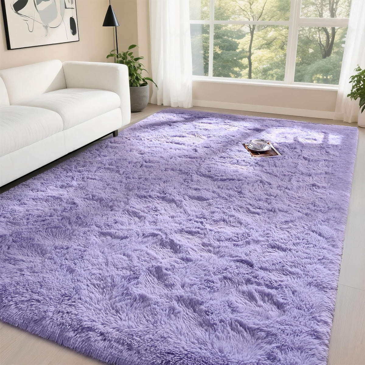 DweIke Fluffy Black White Rugs for Bedroom Living Room, 4x6 Feet Soft Plush Shaggy Cow Hide Print Girls Boys Kids Rug, Non-Slip and Machine Washable Carpet for Dorm Nursery Classroom Decor