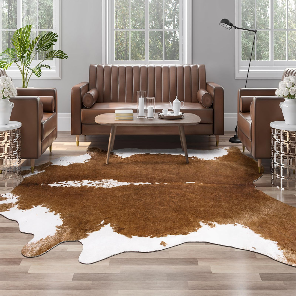 AROGAN Premium Leopard Print Rug, Faux Cheetah Rugs, Non-Slip 4.6 x 5.2 Ft
