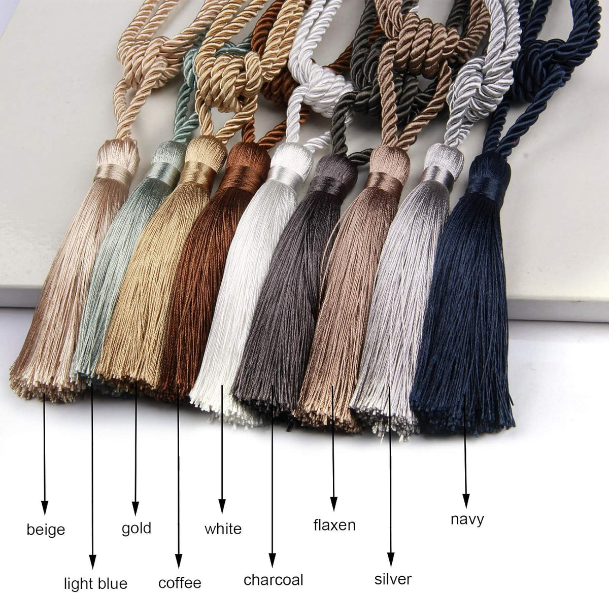 4 Pack Curtain Tiebacks Handmade Tassel Rope Curtain Holdbacks
