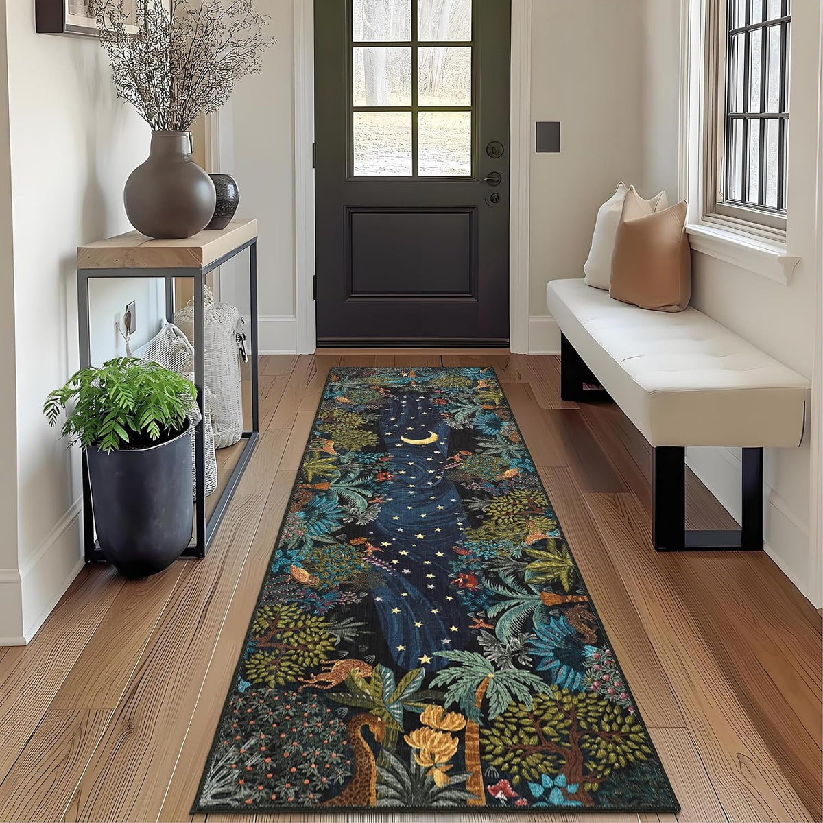 GarveeHome 5x7 Jungle Area Rug Washable Rugs for Living Room Bedroom, Soft Low Pile Non Slip Accent Floor Mat Animal Print Throw Rug Indoor Carpet Dining Room Playroom