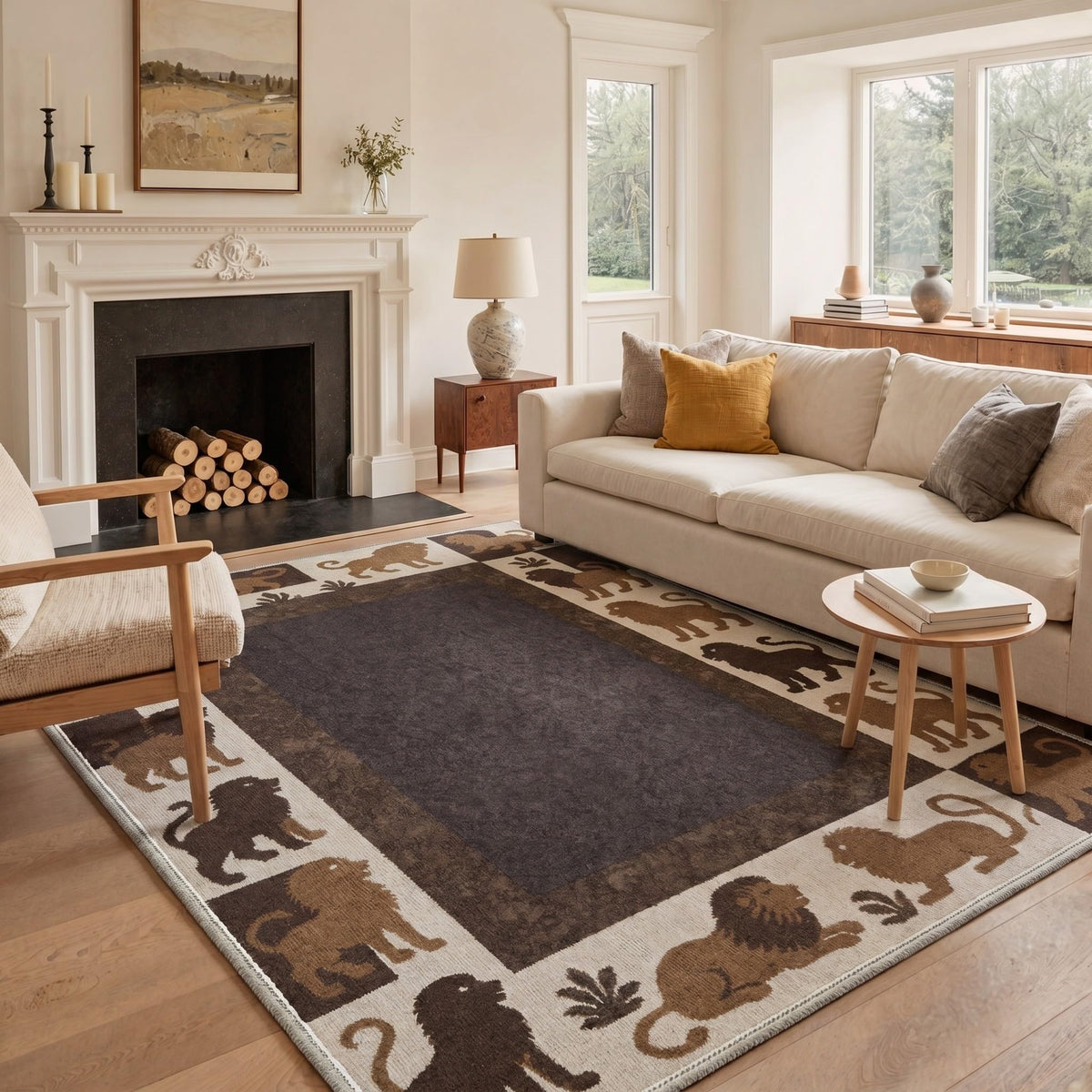 Bavni Leopard Rug 5x7 Cheetah Animal Print Rug Washable Jungle Rugs Blue