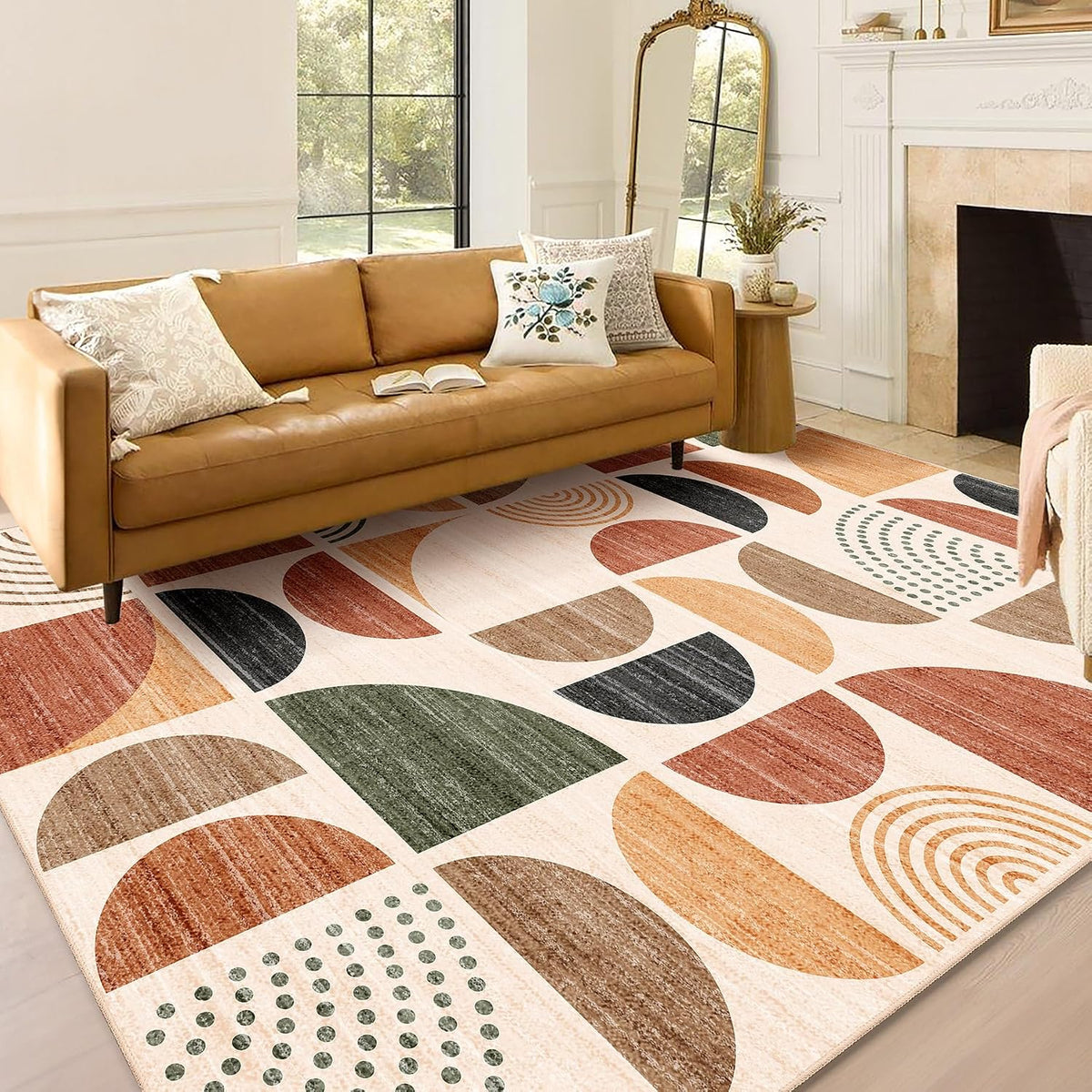 MUJOO 5x7 Area Rugs Washable,Boho Rugs Non Slip Modern Abstract Large