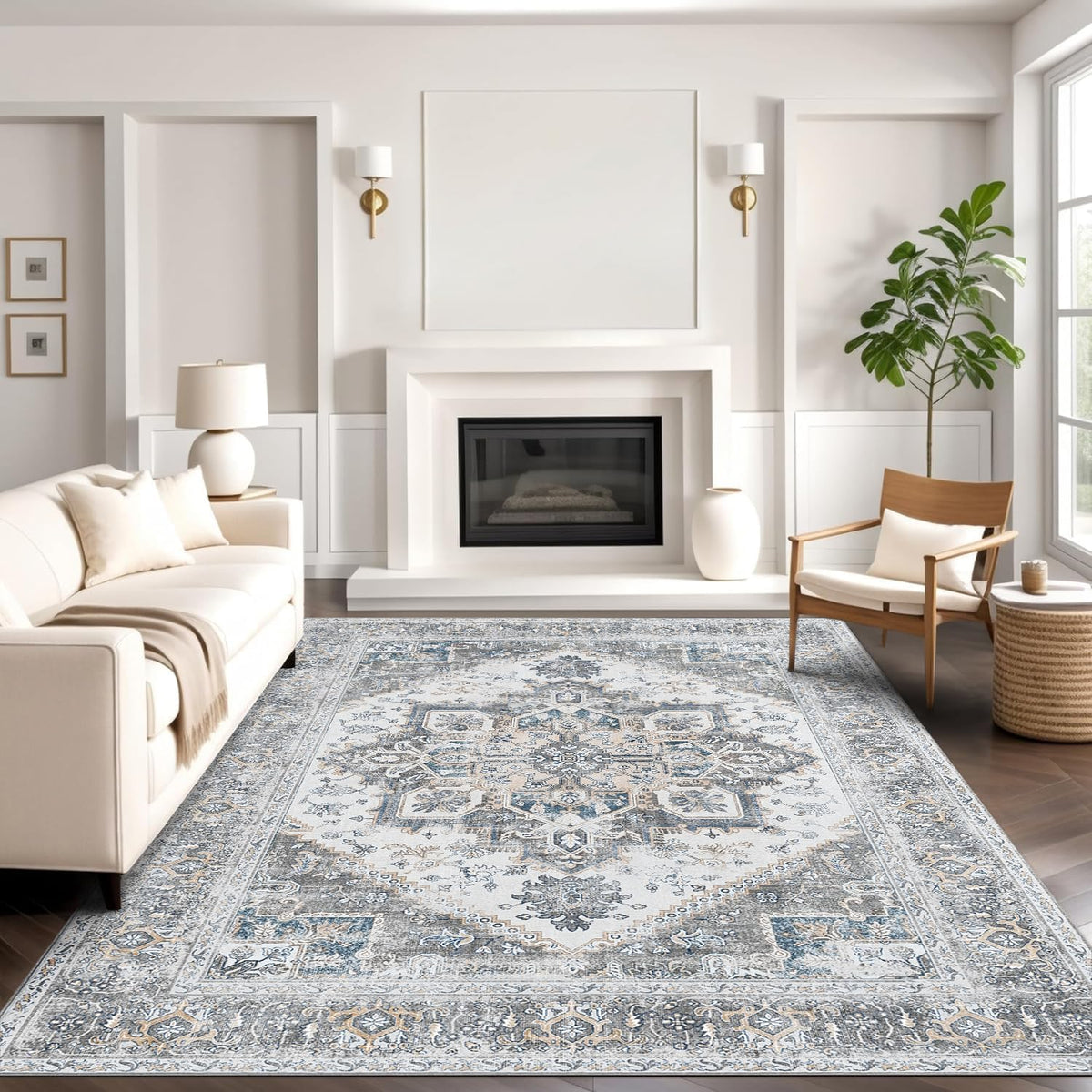 8x10 Area Rug Washable Rug for Living Room Bedroom Non Slip Carpet Taupe