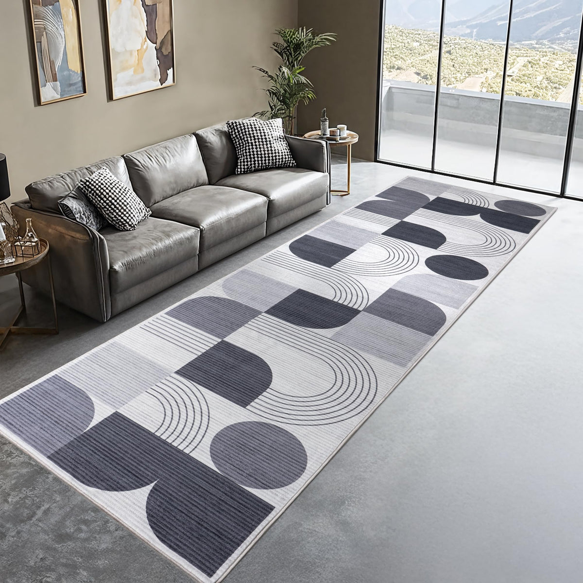 Soft Modern Geometric Abstract Large Machine Washable 5x7 Area Rug