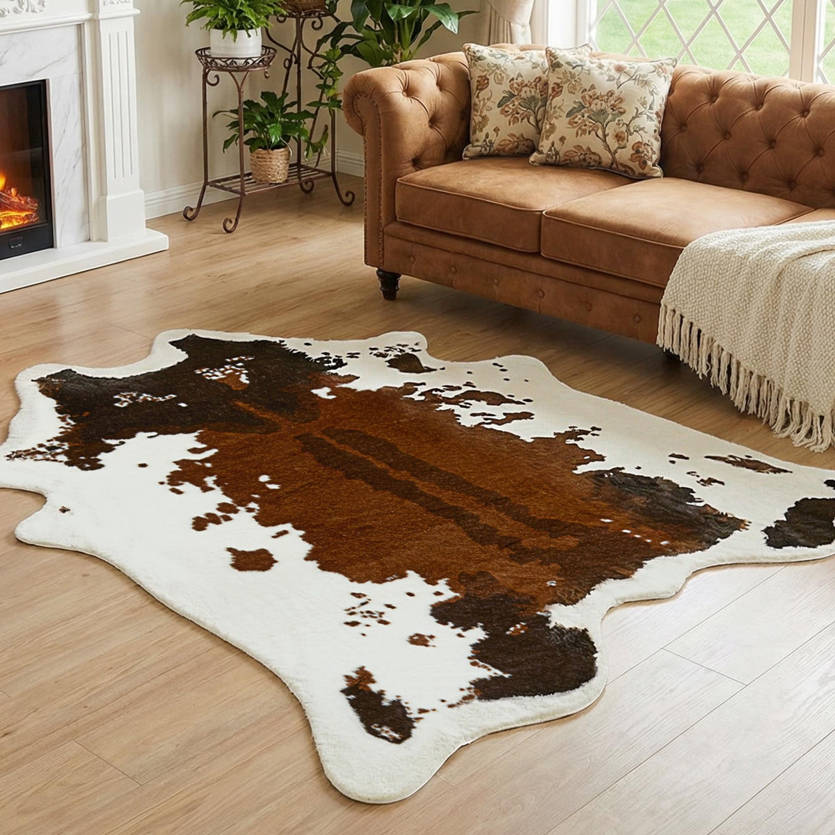 JONIYEAR Large Durable Faux Zebrahide Area Rug 4.9 x 6.56 Feet, Premium Zebra Print Rug for Living Room Bedroom, Durable Faux Fur Animal Zebra Hide Carpet for Western Farmhouse Decor, Black and White