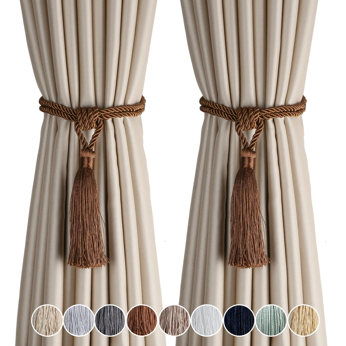 4 Pack Curtain Tiebacks Handmade Tassel Rope Curtain Holdbacks