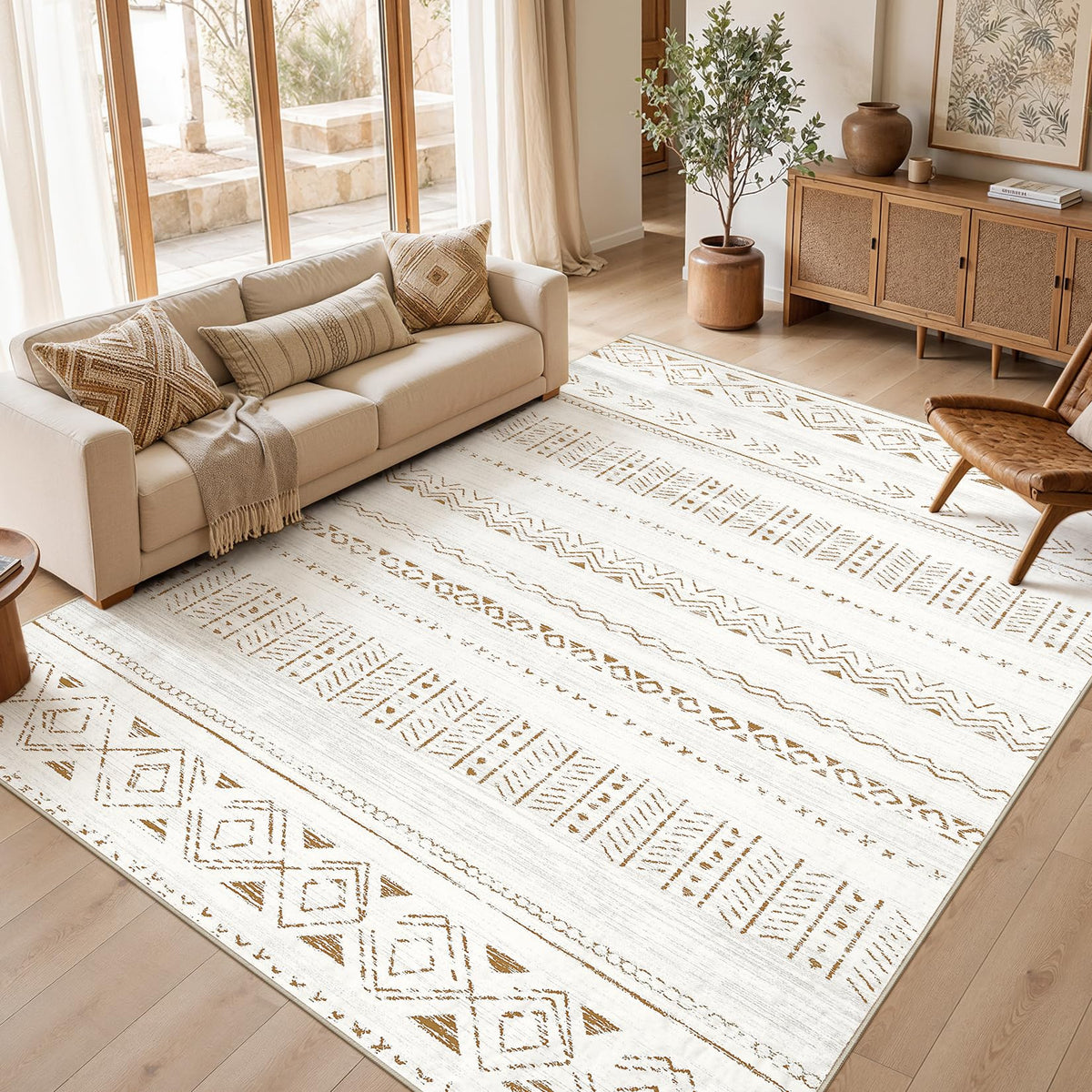 cotiled 6x9 Area Rugs for Living Room: Boho Washable Rug for Dining Room